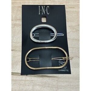 INC Two Tone Open Oval Hair Barrette Set